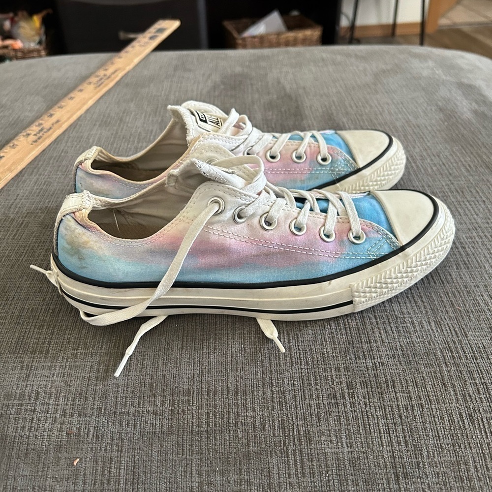Cotton candy, pink, blue white, classic converse US ladies, 8.5.